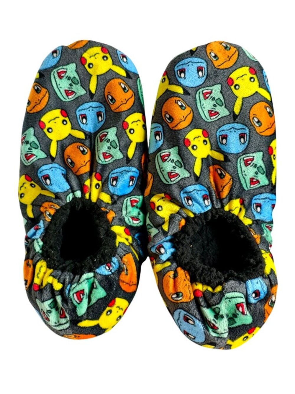 Pokemon Men M/L Slippers Socks Plush Non-Slip Pikachu Bulbasaur Multicolor